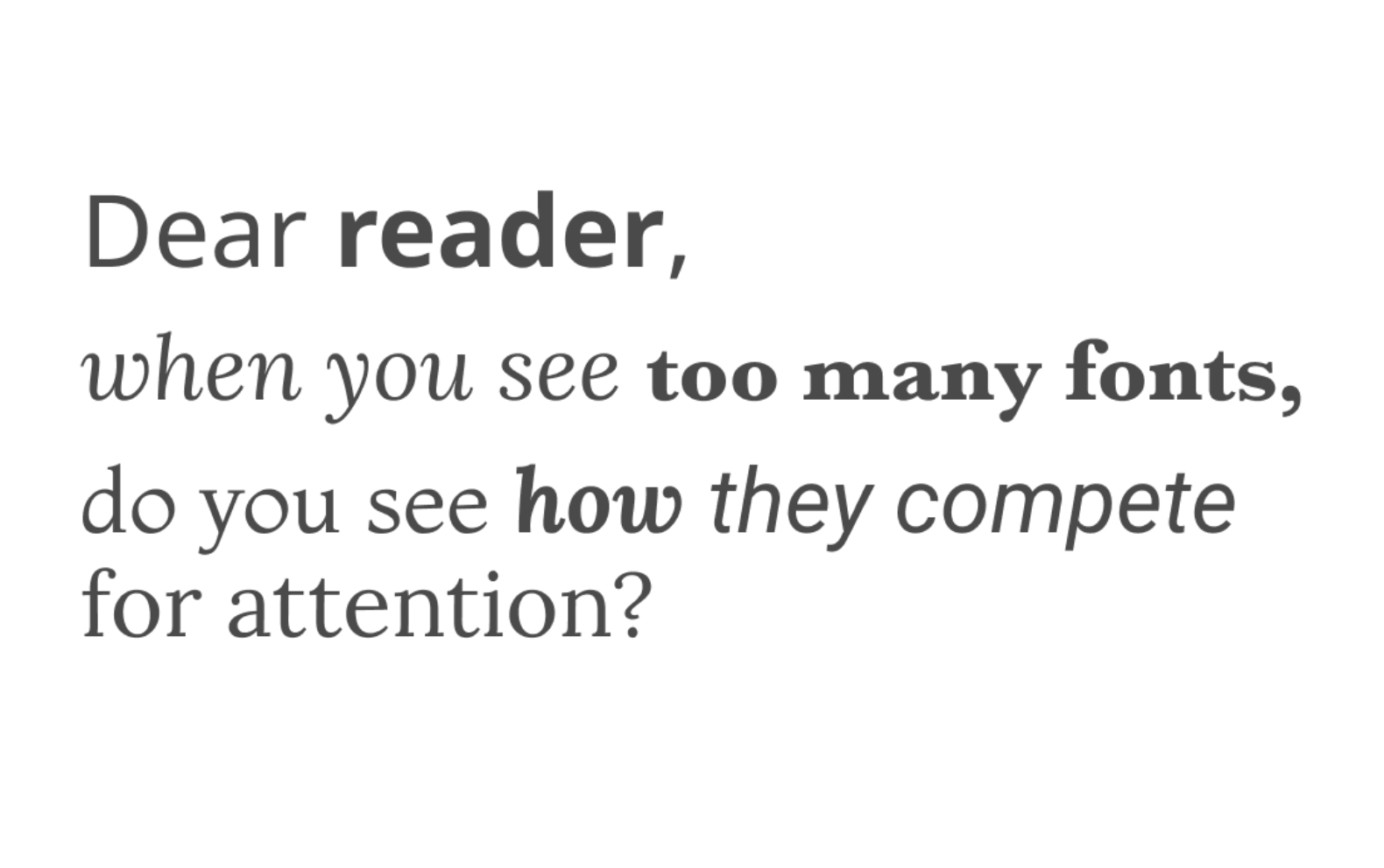 Avoid using too many fonts